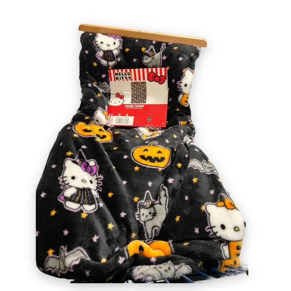 NEW 2024 Hello Kitty Halloween Cloud Throw Cute Costume Black Blanket 60